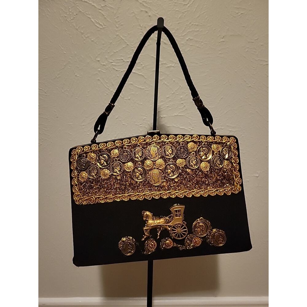 Vintage Caron of Houston Texas Hand Decorated Original 1960's Purse Handbag